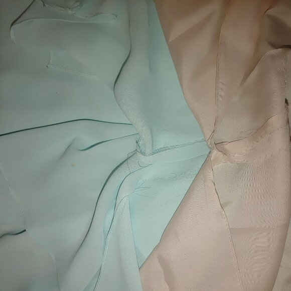 Vintage AEMW Light Blue Wrap Dress Floral Detail Long Sleeves Back Zipper USA - Picture 12 of 16